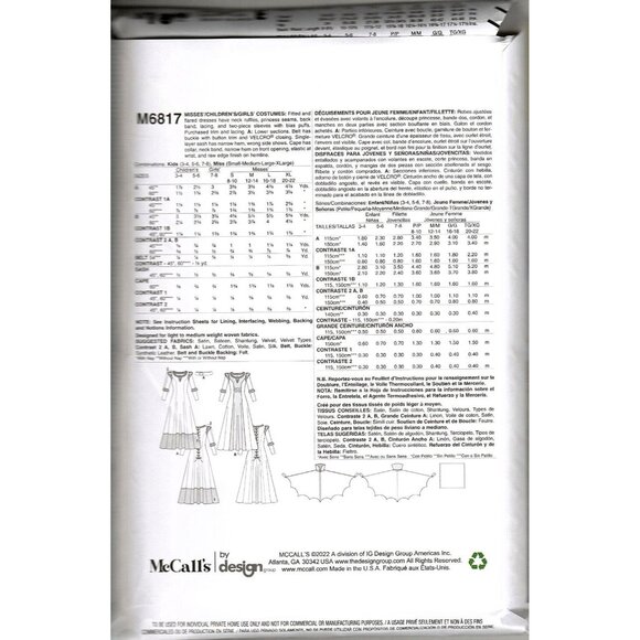 McCall's M6817 Misses S to XL Medieval Fantasy Costume Uncut Sewing Pattern - Picture 2 of 2